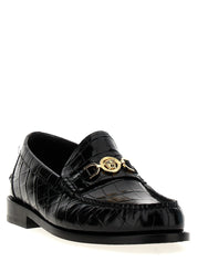 Black Velvet Leather Slip-On Loafers