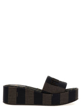 Fendi Brown Cotton Slides