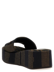 Fendi Brown Cotton Slides