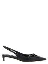 Black Lamb Leather Mid Heel Pumps