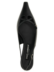 Black Lamb Leather Mid Heel Pumps