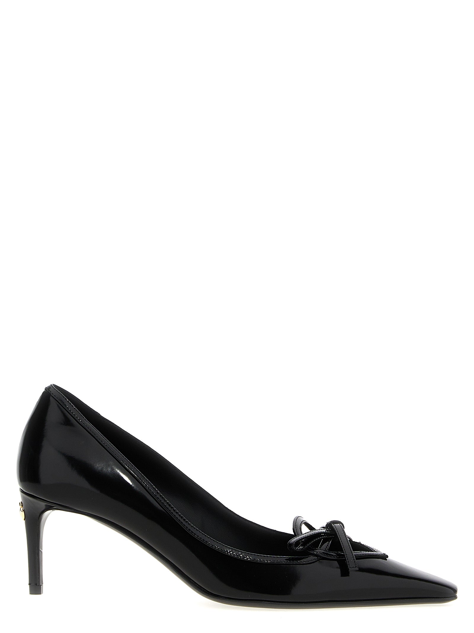 Dolce & Gabbana Black Calfskin Mid Heel Pumps