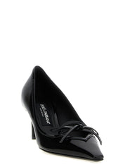 Dolce & Gabbana Black Calfskin Mid Heel Pumps