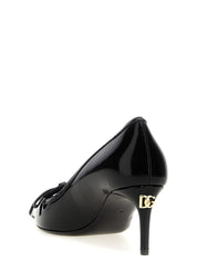 Dolce & Gabbana Black Calfskin Mid Heel Pumps