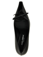 Dolce & Gabbana Black Calfskin Mid Heel Pumps