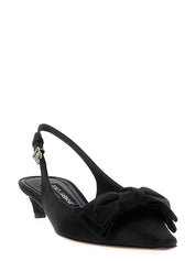 Black Viscose Mid Heel Pumps
