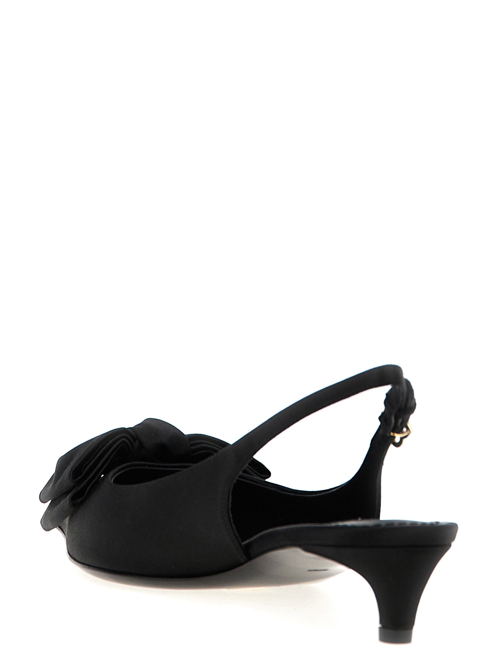 Black Viscose Mid Heel Pumps