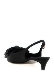 Black Viscose Mid Heel Pumps
