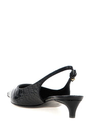 Dolce & Gabbana Black Calfskin Mid Heel Pumps