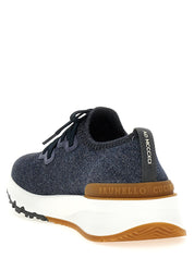 Brunello Cucinelli Blue Cotton Athletic Sneakers