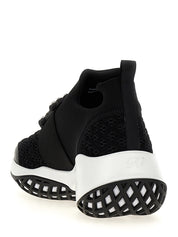 Black Polyester Athletic Sneakers
