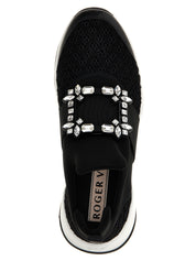 Black Polyester Athletic Sneakers
