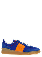 Blue Bovine Leather Low Top Sneakers