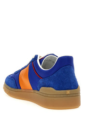 Blue Bovine Leather Low Top Sneakers