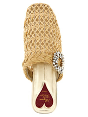 Beige Raffia Mules