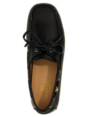 Black Buffalo Leather Slip-On Loafers