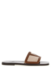 Valentino Garavani Brown Cotton Slides