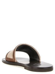 Valentino Garavani Brown Cotton Slides