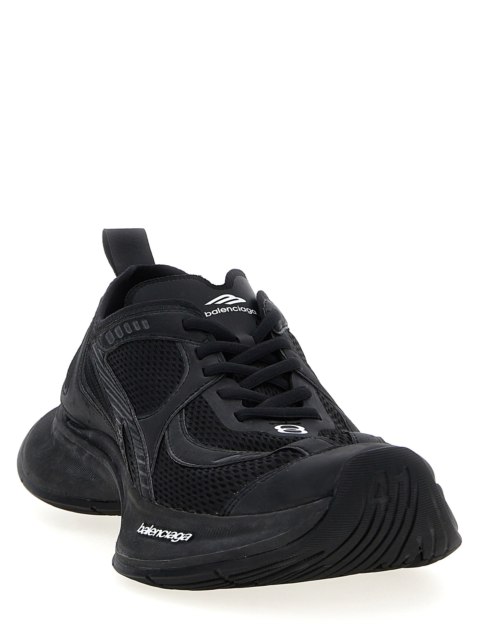 Black Polyester Athletic Sneakers