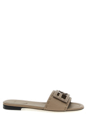Fendi Gray Calfskin Slides