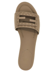 Fendi Gray Calfskin Slides