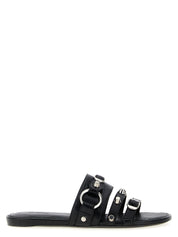 Black Lamb Leather Slides