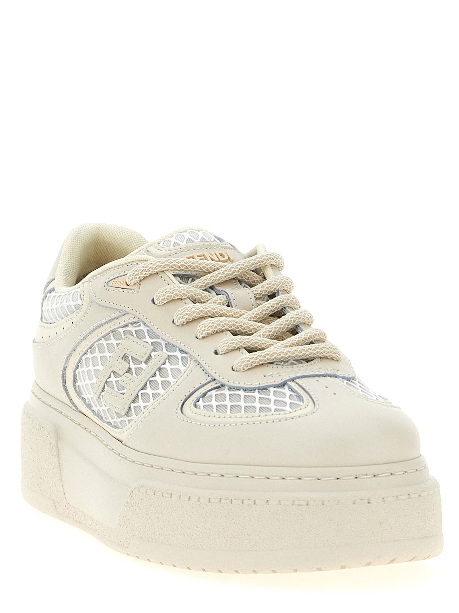 Fendi Beige Calfskin Platform Sneakers