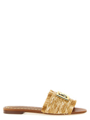 Brown Raffia Slides