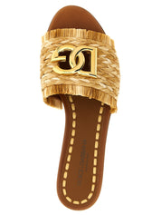Brown Raffia Slides