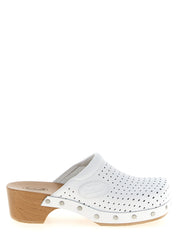 White Calfskin Clogs