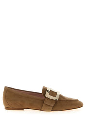 Beige Goatskin Slip-On Loafers