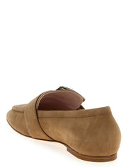 Beige Goatskin Slip-On Loafers