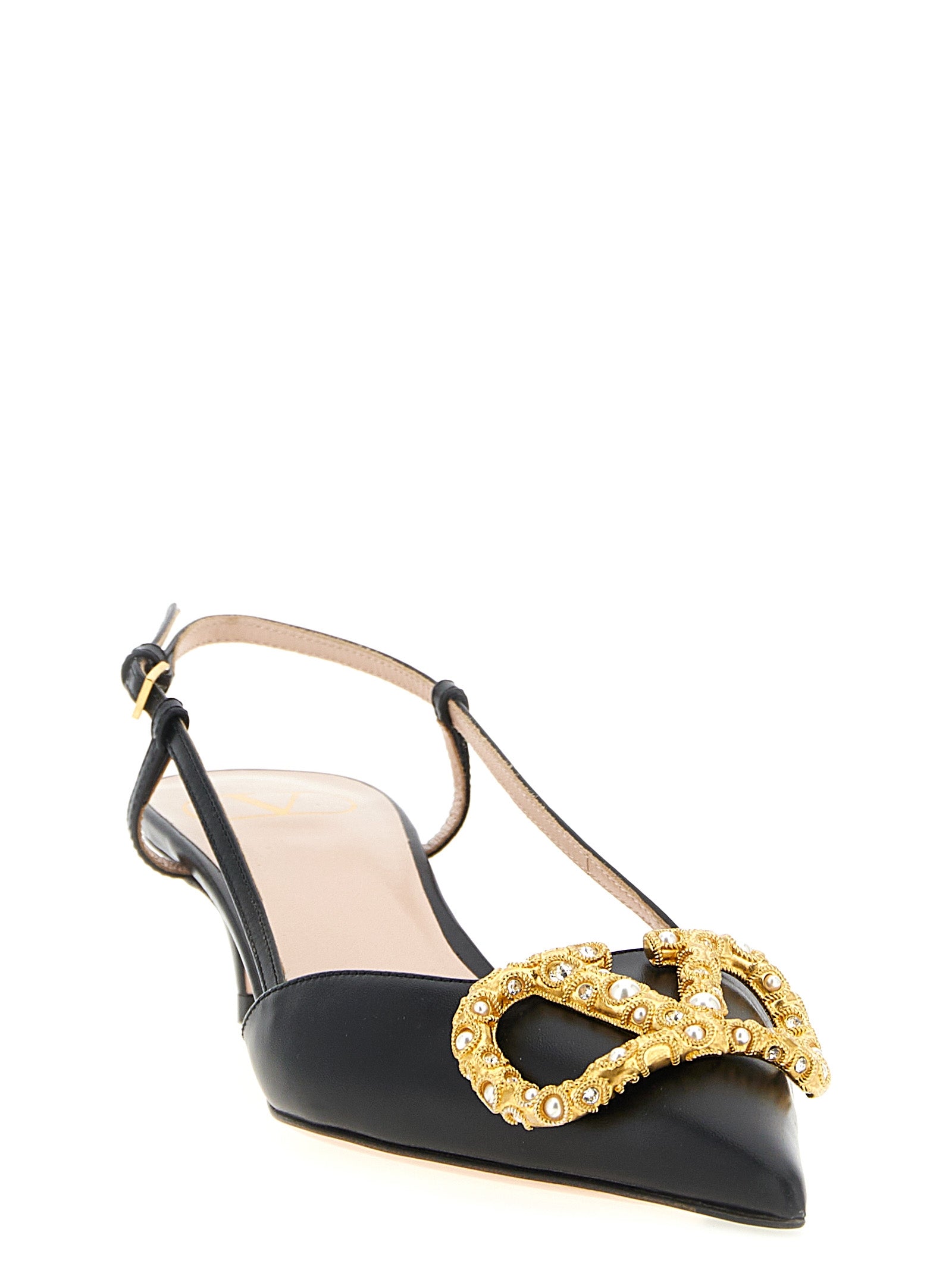 Valentino Garavani Black Calfskin Mid Heel Pumps