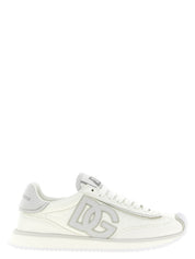 White Polyester Athletic Sneakers