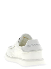 White Polyester Athletic Sneakers