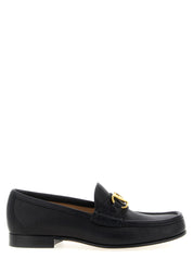 Black Buffalo Leather Slip-On Loafers