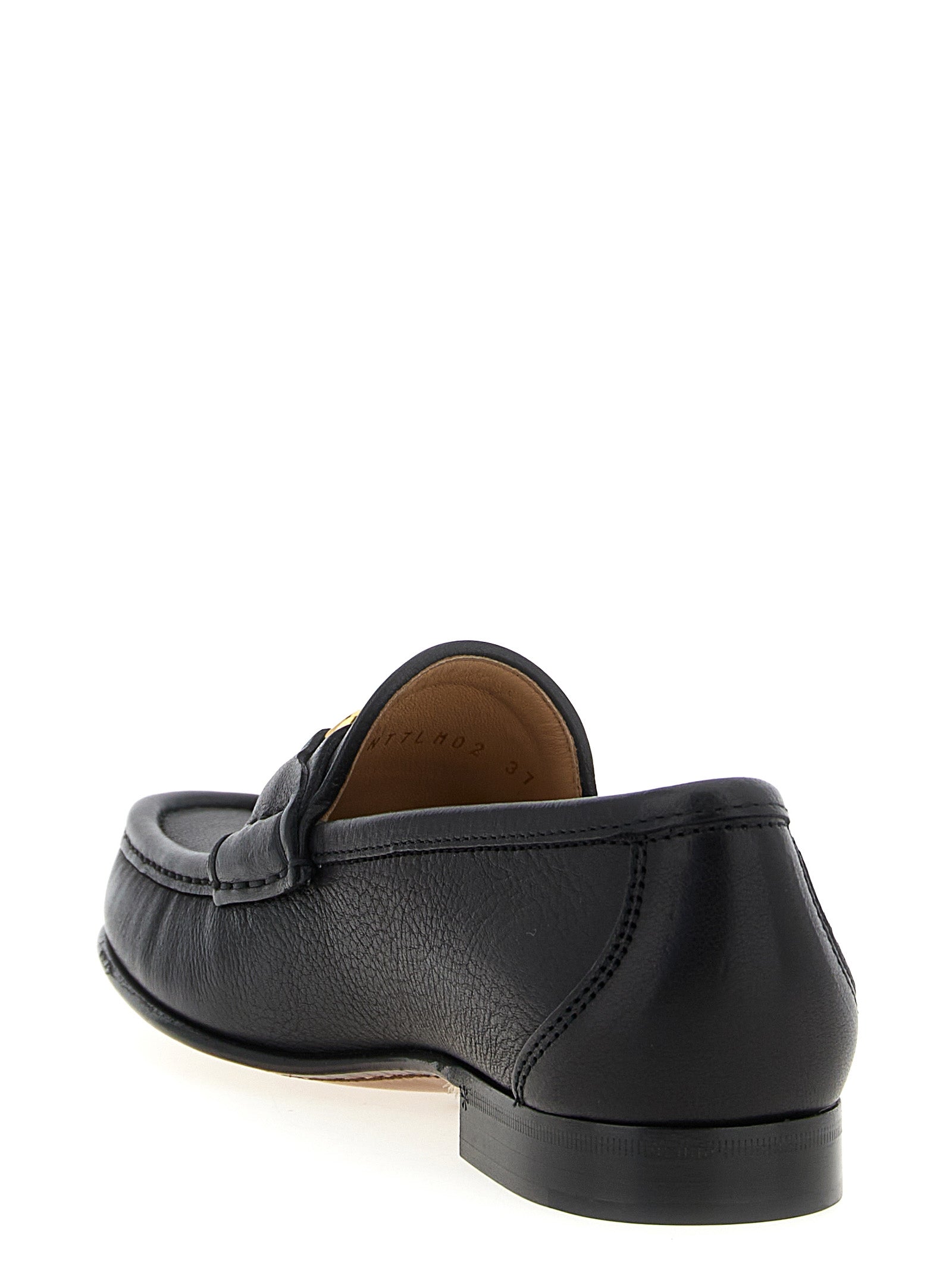 Black Buffalo Leather Slip-On Loafers