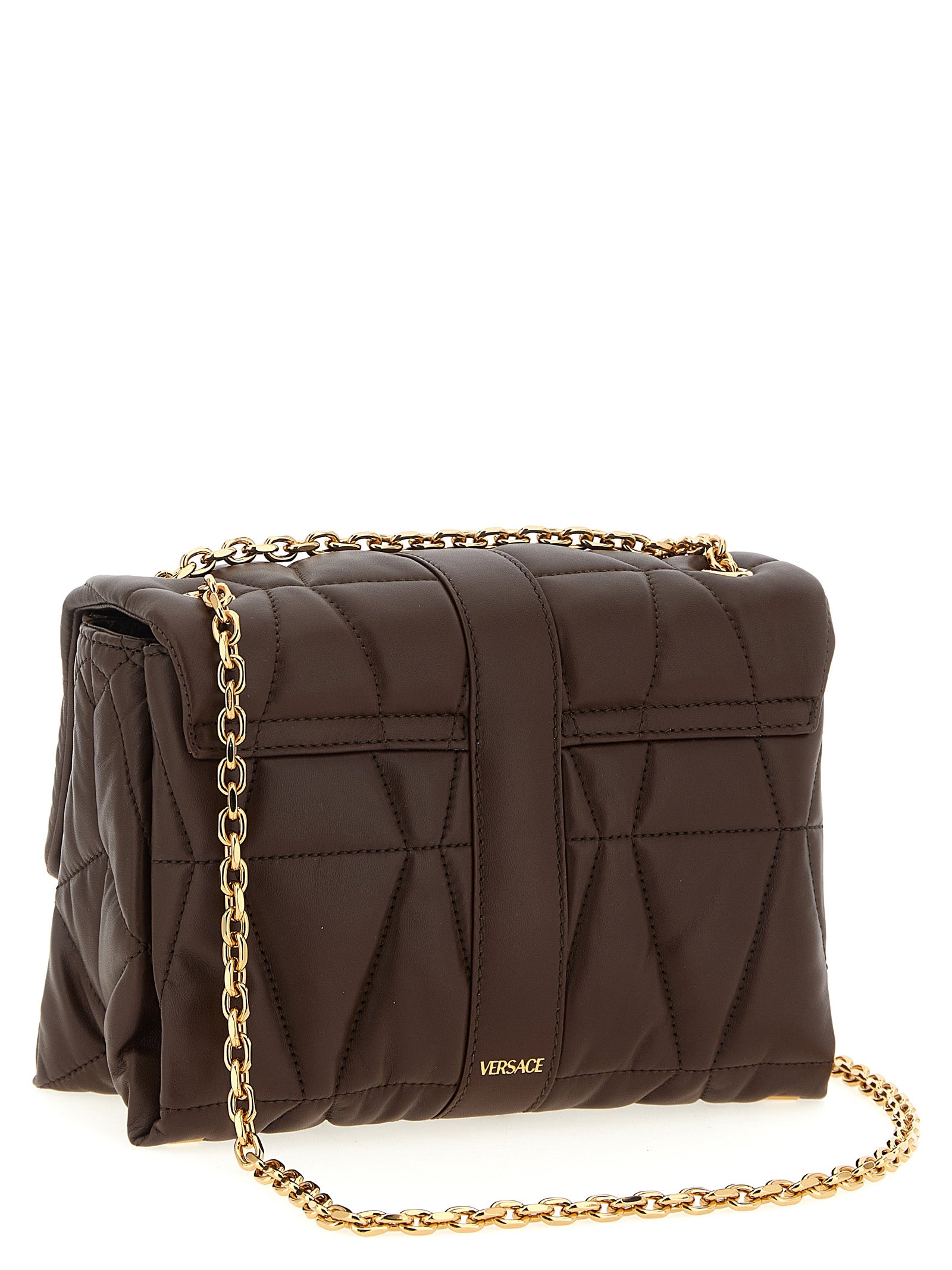Brown Lamb Leather Shoulder Bag