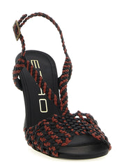 Brown Polyethylene Stiletto Heel Sandals
