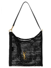 Saint Laurent Black Raffia Shoulder Bag