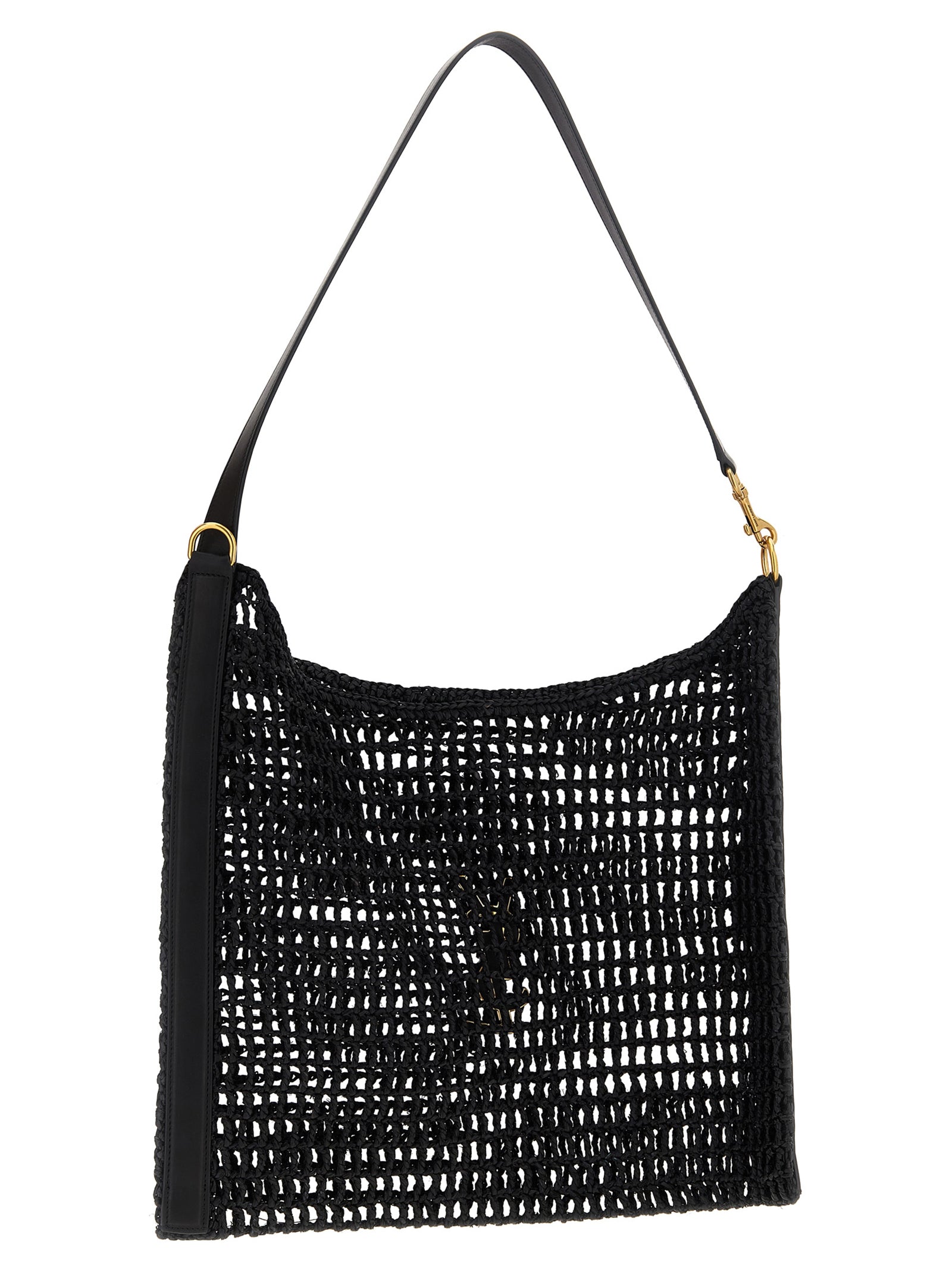 Saint Laurent Black Raffia Shoulder Bag