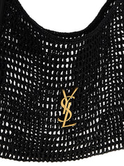 Saint Laurent Black Raffia Shoulder Bag