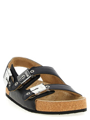 Black Calfskin Flat Sandals