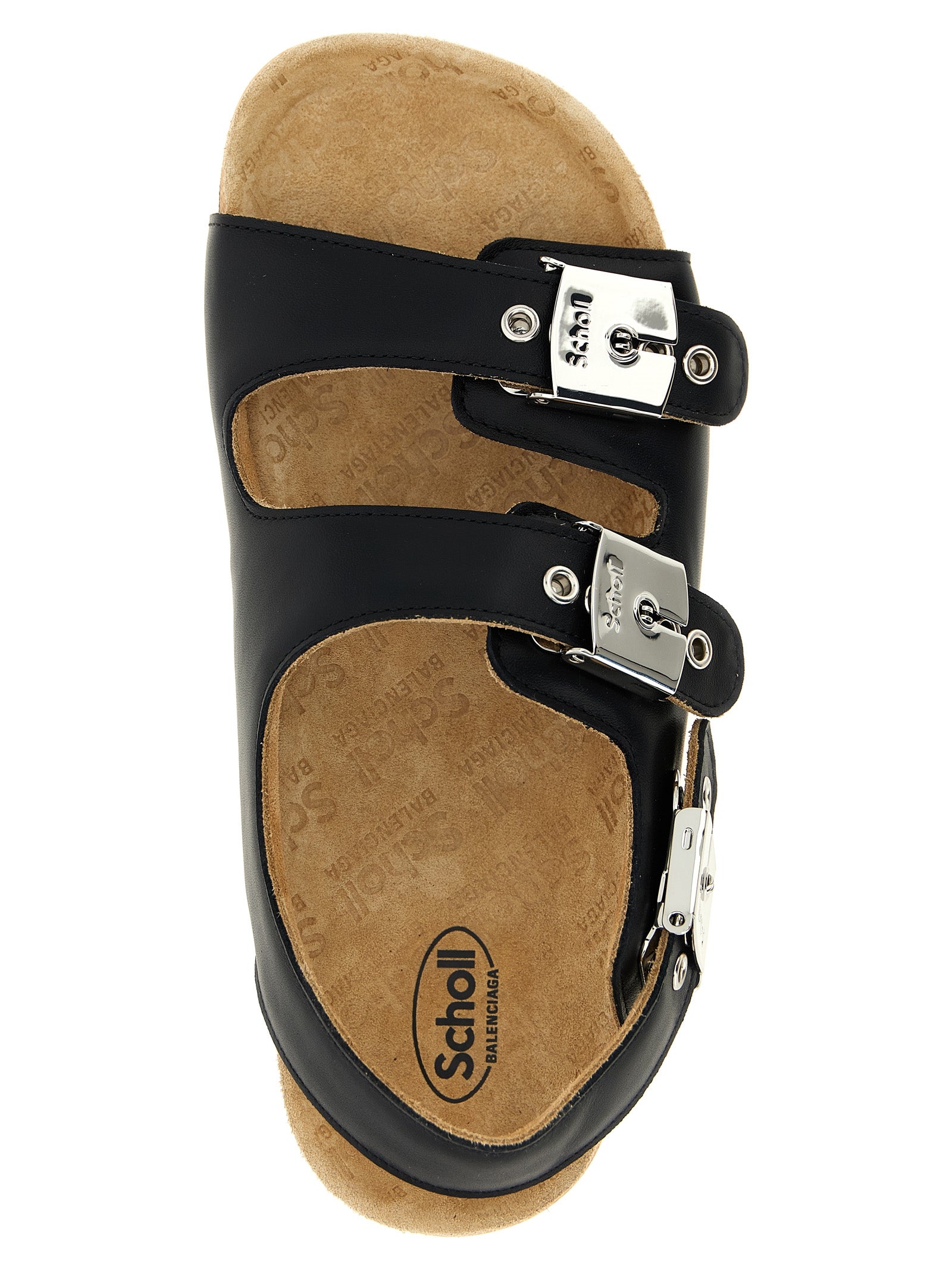 Black Calfskin Flat Sandals