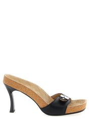 Black Calfskin Stiletto Heel Sandals