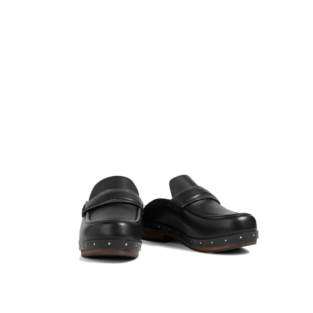 Brunello Cucinelli Black Leather Mules Brunello Cucinelli