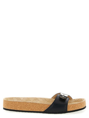 Black Calfskin Slides