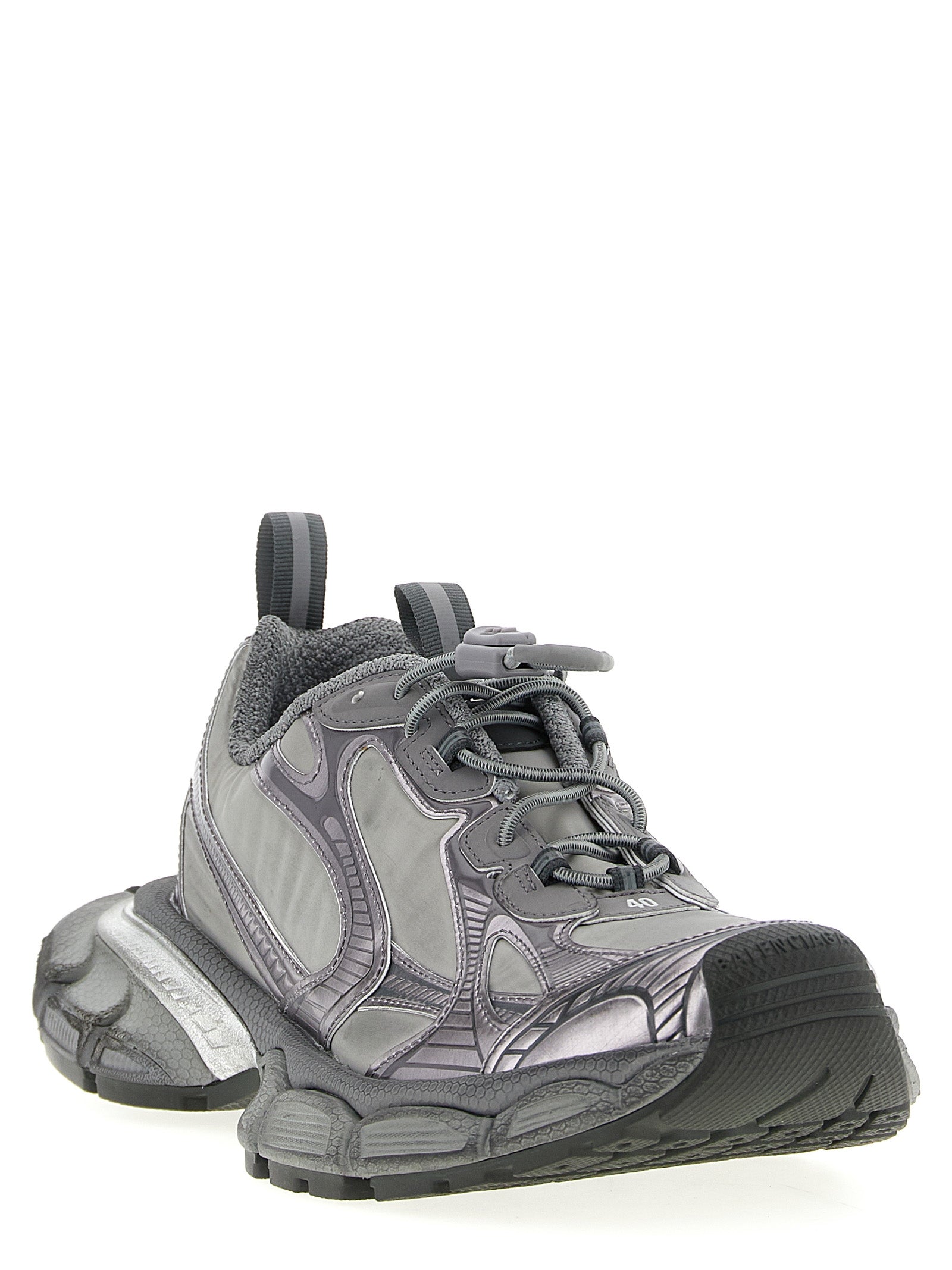 Gray Polyester Athletic Sneakers