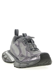 Gray Polyester Athletic Sneakers