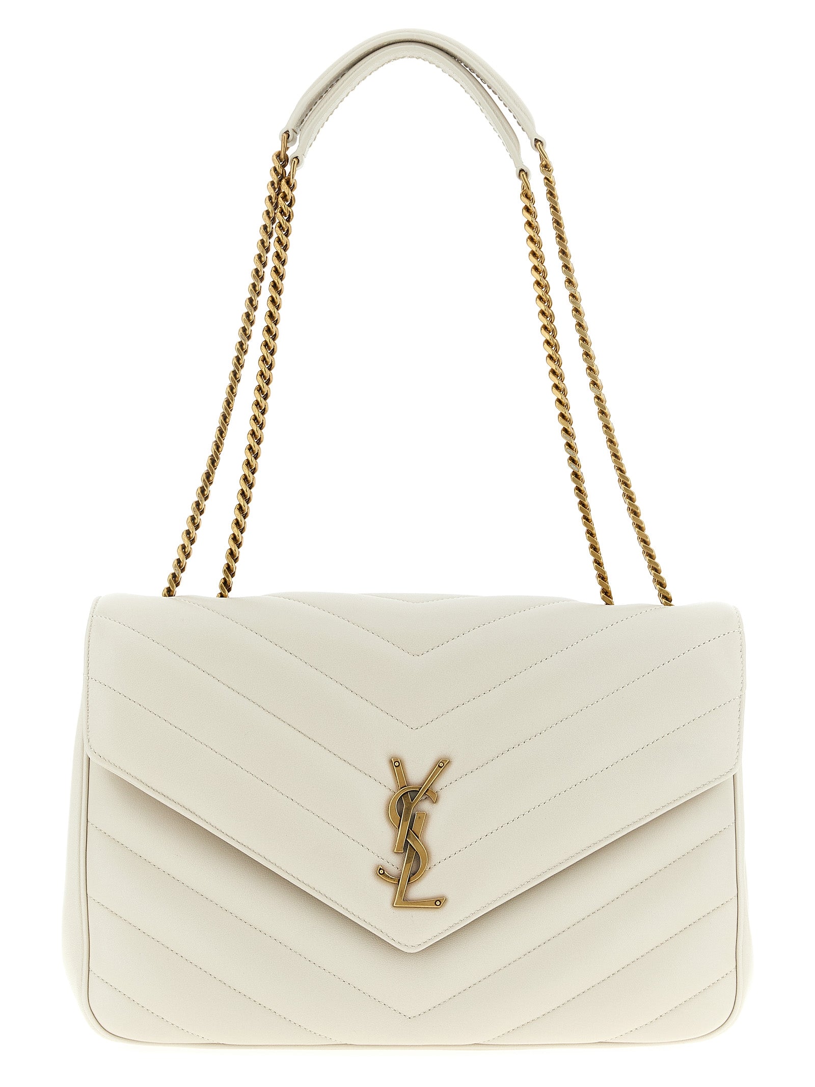 Beige Lamb Leather Shoulder Bag